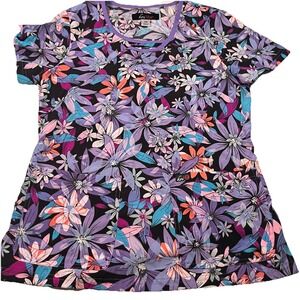 Koi Lite Women's Scrub Top Size Xs EUC Floral Spandex Polyester Blend